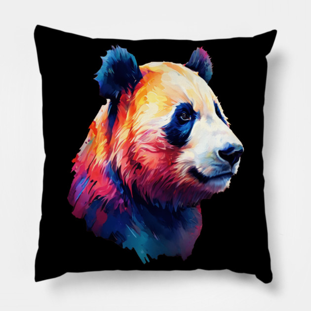 Painted Panda Bear Pillow by BirdsnStuff