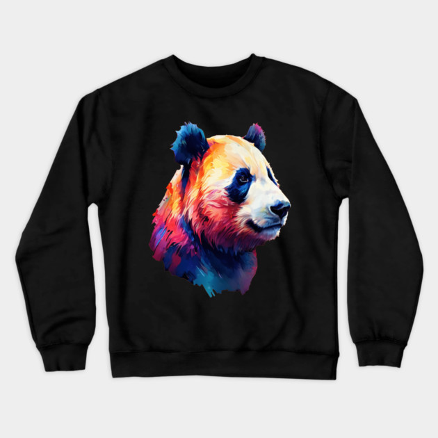 Painted Panda Bear Crewneck Sweatshirt by BirdsnStuff