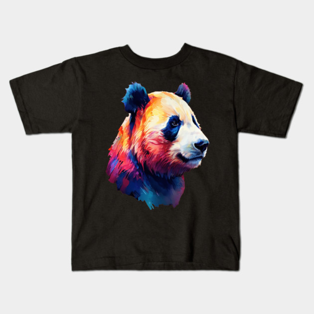 Painted Panda Bear Kids T-Shirt by BirdsnStuff