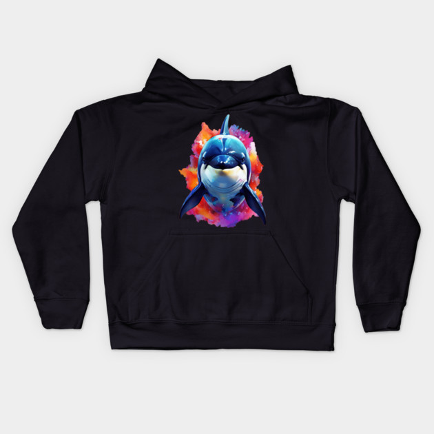 Vibrant Painted Killer Whale Kids Hoodie by BirdsnStuff