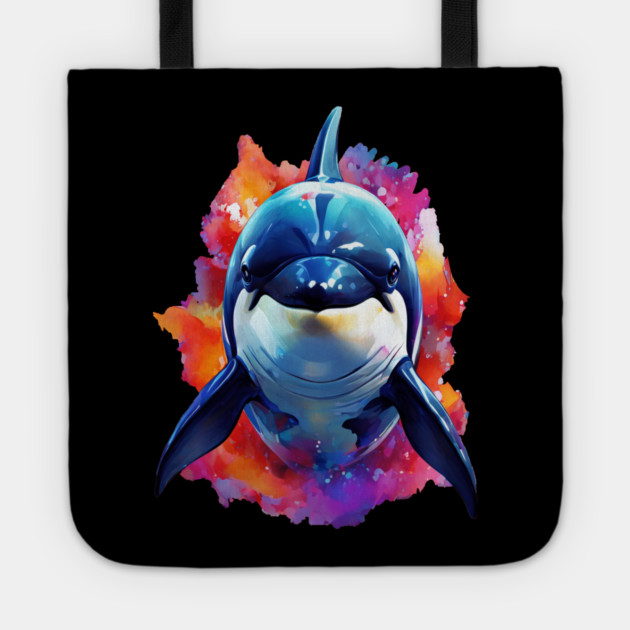 Vibrant Painted Killer Whale Tote by BirdsnStuff