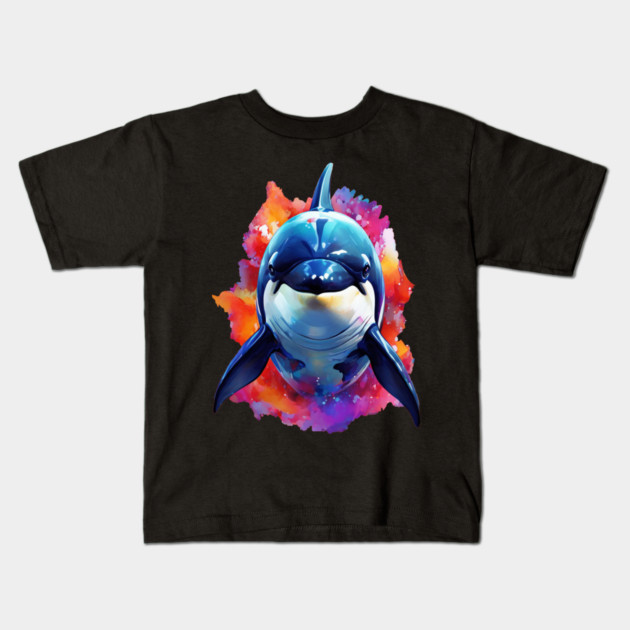 Vibrant Painted Killer Whale Kids T-Shirt by BirdsnStuff