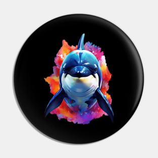 Vibrant Painted Killer Whale Pin