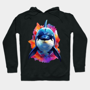 Vibrant Painted Killer Whale Hoodie