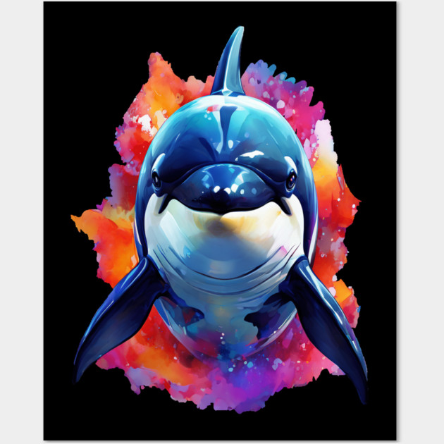 Vibrant Painted Killer Whale Wall Art by BirdsnStuff