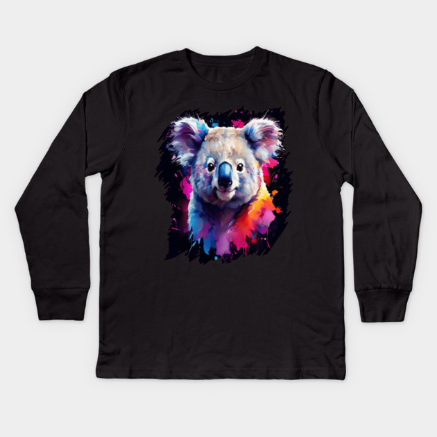Cute Painted Kaola Bear Kids Long Sleeve T-Shirt by BirdsnStuff