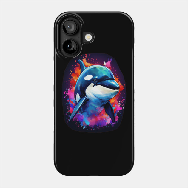 Vibrant Painted Killer Whale Phone Case by BirdsnStuff