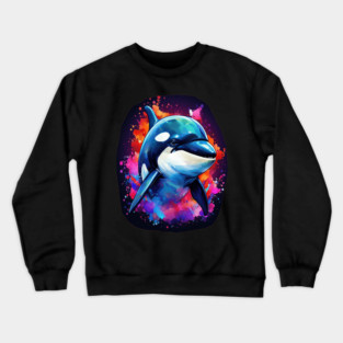 Vibrant Painted Killer Whale Crewneck Sweatshirt