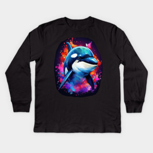Vibrant Painted Killer Whale Kids Long Sleeve T-Shirt