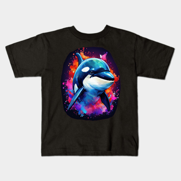 Vibrant Painted Killer Whale Kids T-Shirt by BirdsnStuff