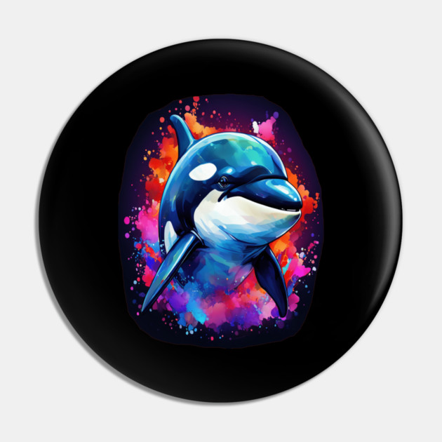 Vibrant Painted Killer Whale Pin by BirdsnStuff