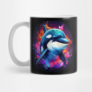 Vibrant Painted Killer Whale Mug