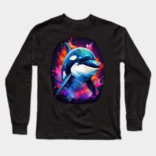 Vibrant Painted Killer Whale Long Sleeve T-Shirt