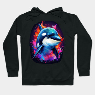 Vibrant Painted Killer Whale Hoodie