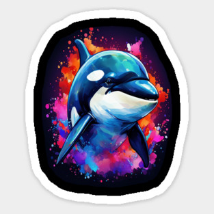 Vibrant Painted Killer Whale Sticker