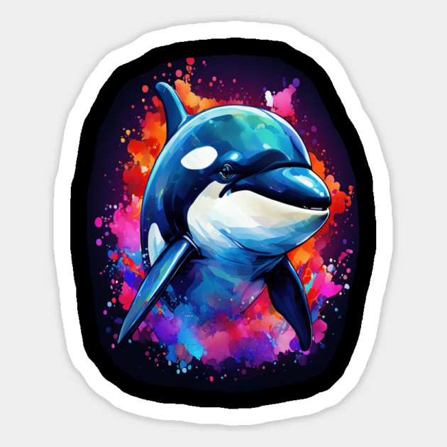 Vibrant Painted Killer Whale Magnet by BirdsnStuff