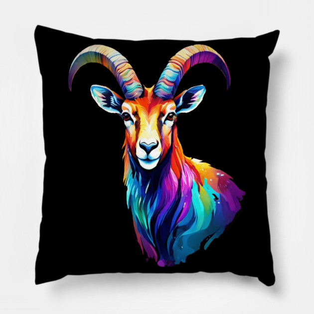 Watercolor Ibex Pillow by BirdsnStuff