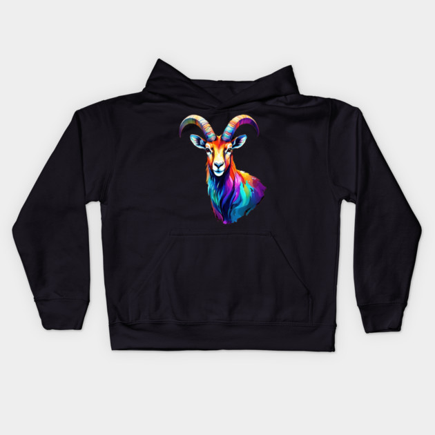 Watercolor Ibex Kids Hoodie by BirdsnStuff