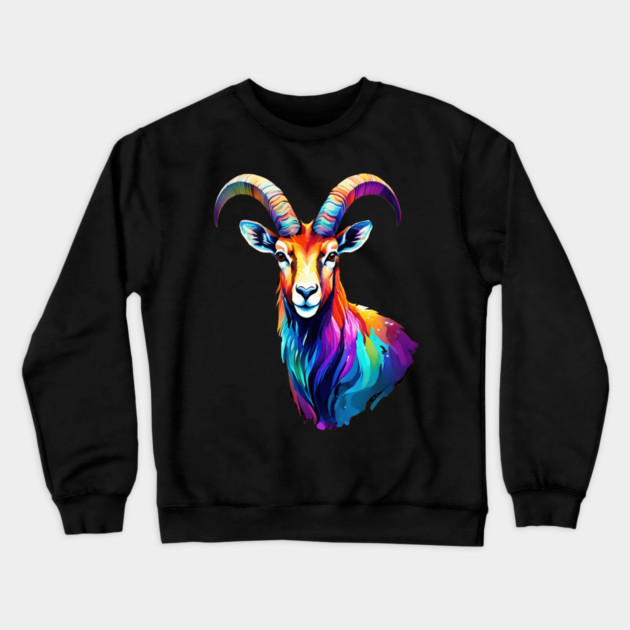 Watercolor Ibex Crewneck Sweatshirt by BirdsnStuff