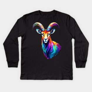 Watercolor Ibex Kids Long Sleeve T-Shirt