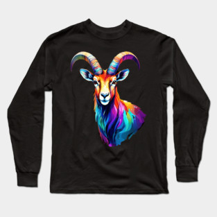 Watercolor Ibex Long Sleeve T-Shirt
