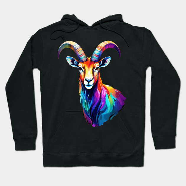 Watercolor Ibex Hoodie by BirdsnStuff