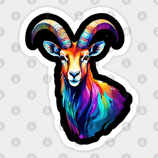 Watercolor Ibex Sticker by BirdsnStuff