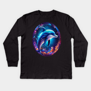 Dolphin in a bubble Kids Long Sleeve T-Shirt