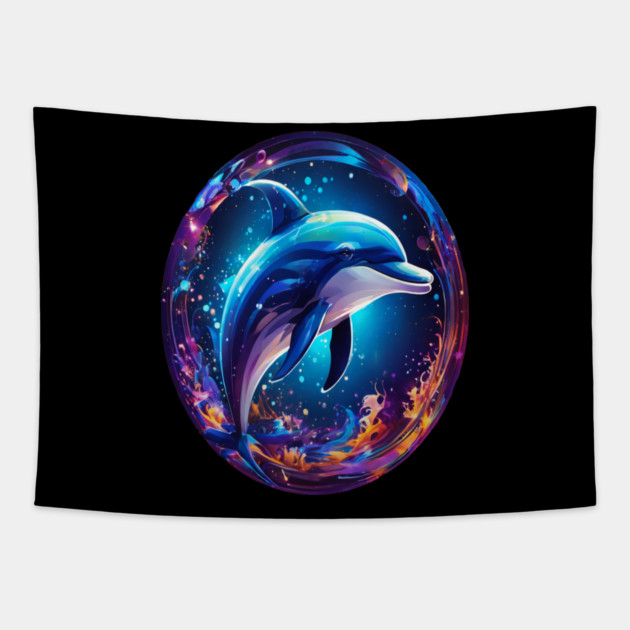 Dolphin in a bubble Tapestry by BirdsnStuff