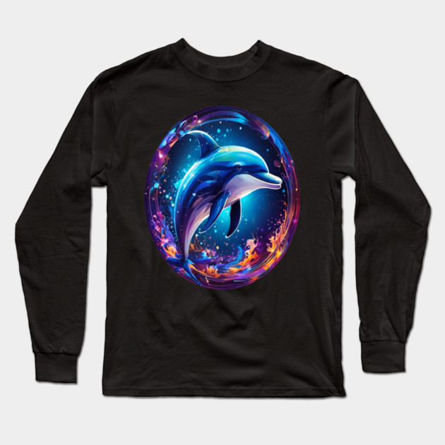 Dolphin in a bubble Long Sleeve T-Shirt by BirdsnStuff