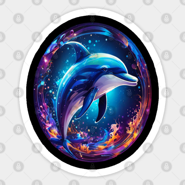 Dolphin in a bubble Sticker by BirdsnStuff