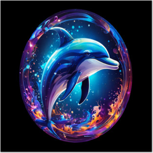 Dolphin in a bubble Posters and Art