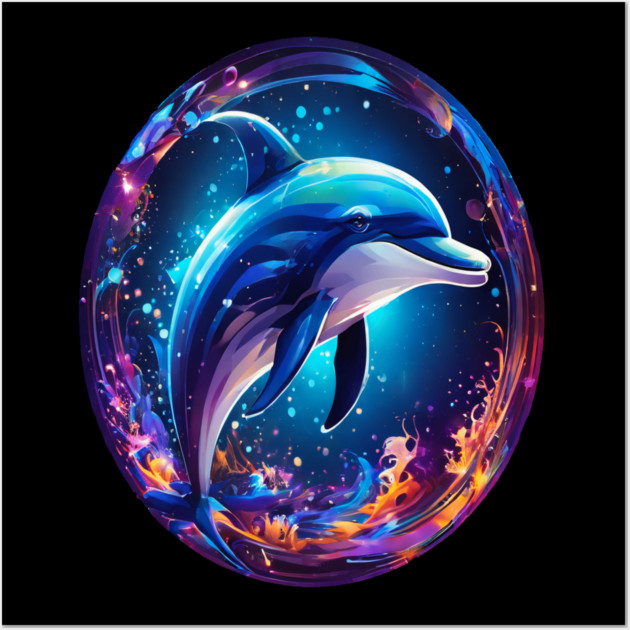 Dolphin in a bubble Wall Art by BirdsnStuff
