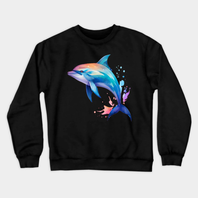 Splashin Dolphin Crewneck Sweatshirt by BirdsnStuff