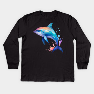 Splashin Dolphin Kids Long Sleeve T-Shirt