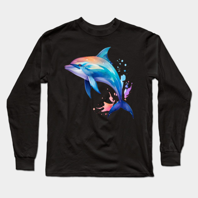 Splashin Dolphin Long Sleeve T-Shirt by BirdsnStuff