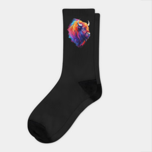 Painted Watercolor WIld Bison Socks