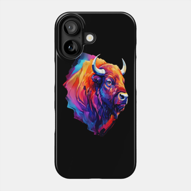 Painted Watercolor WIld Bison Phone Case by BirdsnStuff