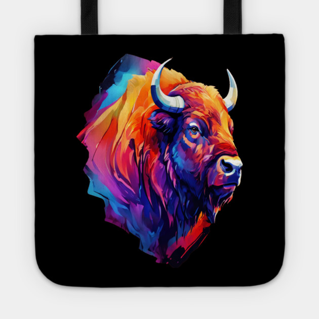 Painted Watercolor WIld Bison Tote by BirdsnStuff