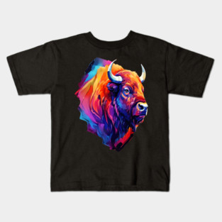Painted Watercolor WIld Bison Kids T-Shirt