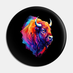Painted Watercolor WIld Bison Pin