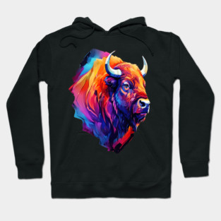 Painted Watercolor WIld Bison Hoodie