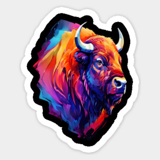 Painted Watercolor WIld Bison Sticker