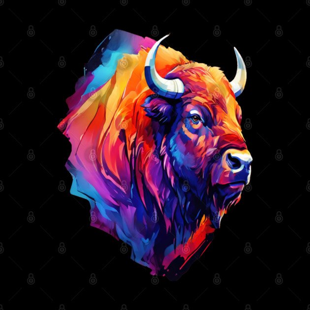 Painted Watercolor WIld Bison by BirdsnStuff