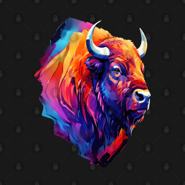 Painted Watercolor WIld Bison by BirdsnStuff