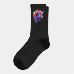 Painted Watercolor WIld Bison Socks
