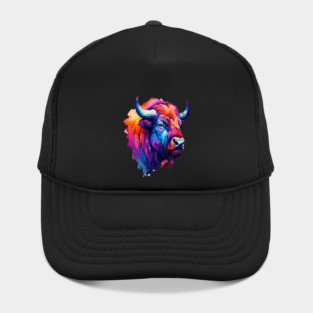 Painted Watercolor WIld Bison Hat