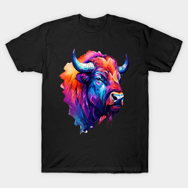 Painted Watercolor WIld Bison T-Shirt by BirdsnStuff