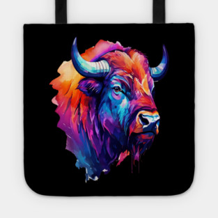 Painted Watercolor WIld Bison Tote