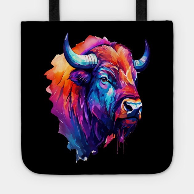 Painted Watercolor WIld Bison Tote by BirdsnStuff